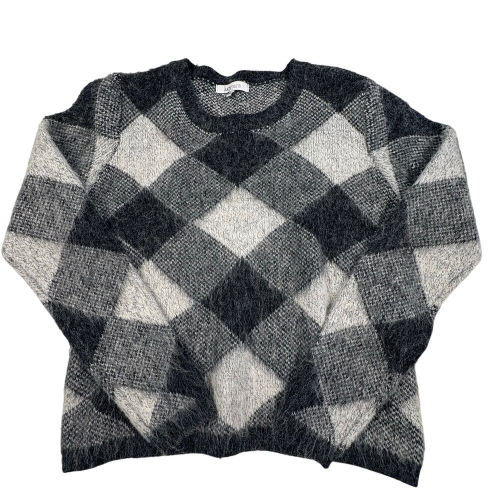 Lucy Paris Pullover Sweater Women's S Gray Check Cabincore
